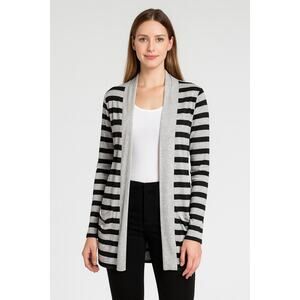 Black and White Striped Cardigan  Size Large